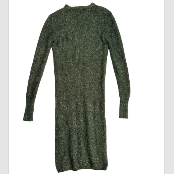 TIBI Gleam Metallic Green Sweater Maxi Dress XS - Picture 2 of 5